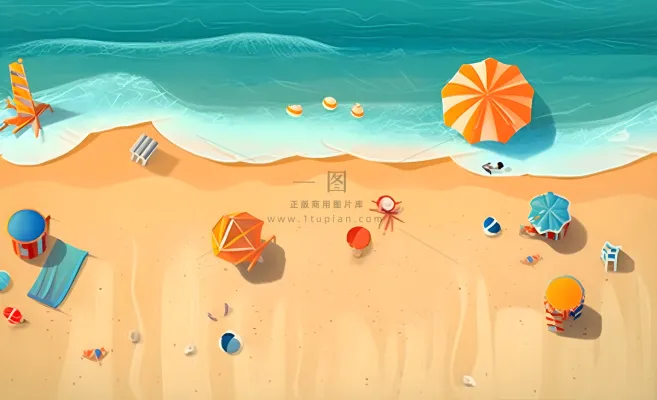 夏日海滩海边浪花海鸥背景