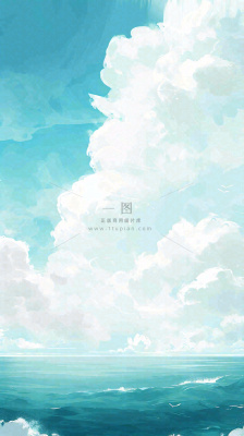 海洋海面蓝天云层白云清新春天夏天阳光，立夏夏至大暑小暑