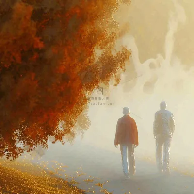 父母年长老人重阳节温馨落日背影 父母年长老人重阳节温馨落日背影