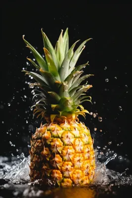 菠萝掉落水中溅起水花摄影图