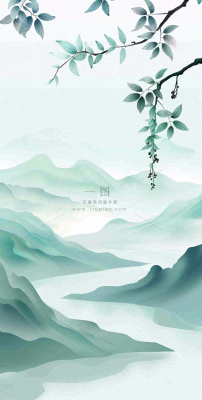 夏天青山绿水国风端午节处暑插画背景 夏天青山绿水国风端午节处暑插画背景