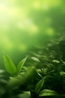简约树叶丛林小草绿色简约背景