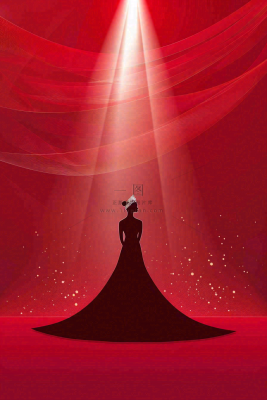 红色舞台灯光女王女生节女神妇女节插画背景