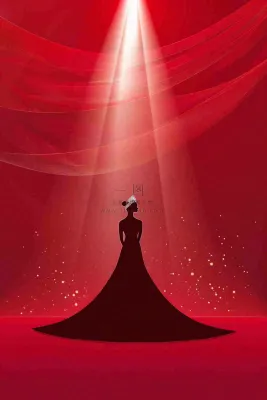 红色舞台灯光女王女生节女神妇女节插画背景