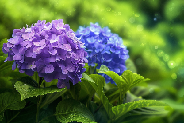 蓝紫绣球花鲜花摄影图