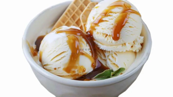 香草冰淇淋球甜点摄影图