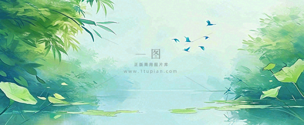 夏天池塘荷花池荷花荷叶河流插画手绘,夏至处暑小暑大暑 夏天池塘荷花池荷花荷叶河流插画手绘,夏至处暑小暑大暑