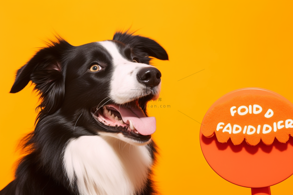 一只可爱的边牧宠物狗橙色背景摄影图