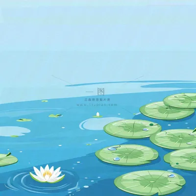 中国风夏日荷塘池白色荷花盛开手绘插画,立夏夏至大暑小暑 中国风夏日荷塘池白色荷花盛开手绘插画,立夏夏至大暑小暑