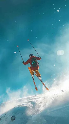 冬季冰雪极限滑雪旅行比赛，体育运动摄影图