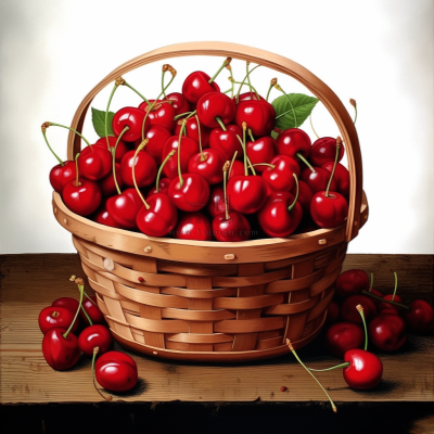 樱桃车厘子水果彩铅水彩插画插图背景