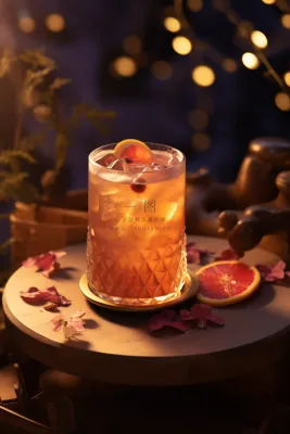 鸡尾酒调制气泡果酒冰块饮料摄影图