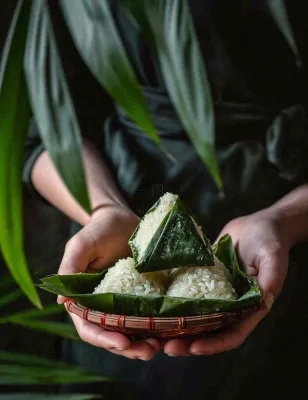 端午节粽子粽叶绿色粽香美食佳节摄影图