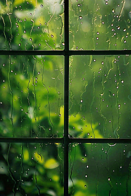 窗户上雨水雨滴摄影图