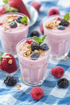 夏日饮品酸奶莓果美食摄影图