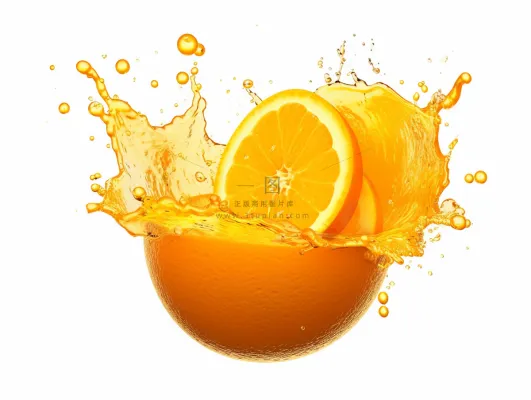 橙子果汁鲜榨果汁水花四溅摄影图