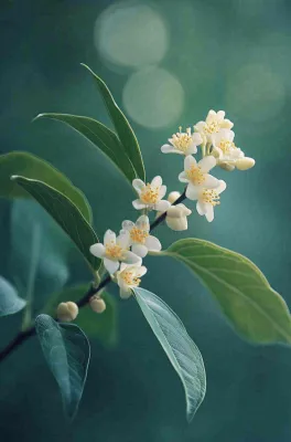树枝上的小白花花朵植物摄影图 树枝上的小白花花朵植物摄影图
