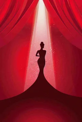 红色舞台灯光女王女生节女神妇女节插画背景