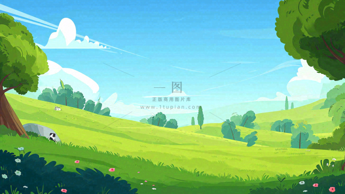 春天郊游青草树木动物蓝天清新，春分