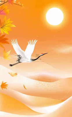 秋天白鹭齐飞黄了树叶重阳节立秋白鹭秋分插画背景 秋天白鹭齐飞黄了树叶重阳节立秋白鹭秋分插画背景