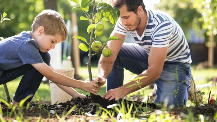 植树保护环境活动摄影图