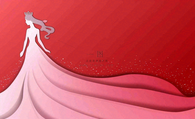 红色立体剪贴画女王女生节妇女节插画背景 红色立体剪贴画女王女生节妇女节插画背景