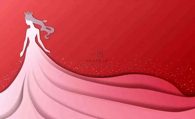 红色立体剪贴画女王女生节妇女节插画背景 红色立体剪贴画女王女生节妇女节插画背景