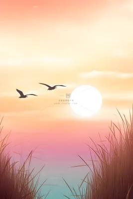 粉蓝渐变落日黄昏简约背景 粉蓝渐变落日黄昏简约背景