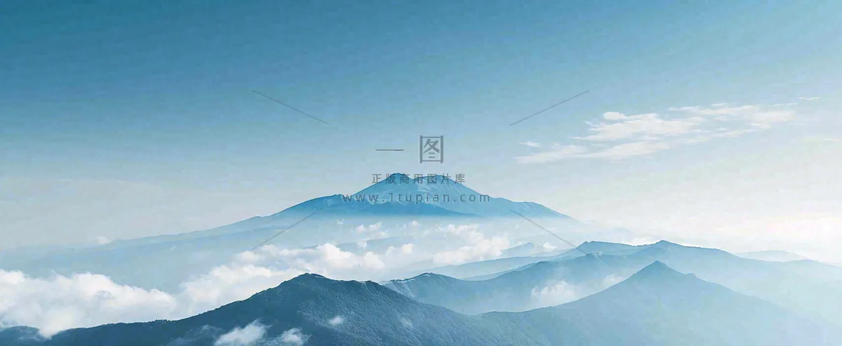 雪山山脉云层云端意境冰山,自然风景冬天蓝天白云摄影图