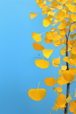 蓝天清新秋叶黄色节气海报背景 蓝天清新秋叶黄色节气海报背景