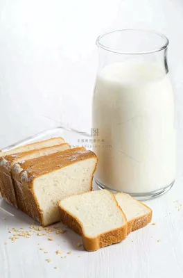 营养美味早餐面包吐司牛奶摄影图