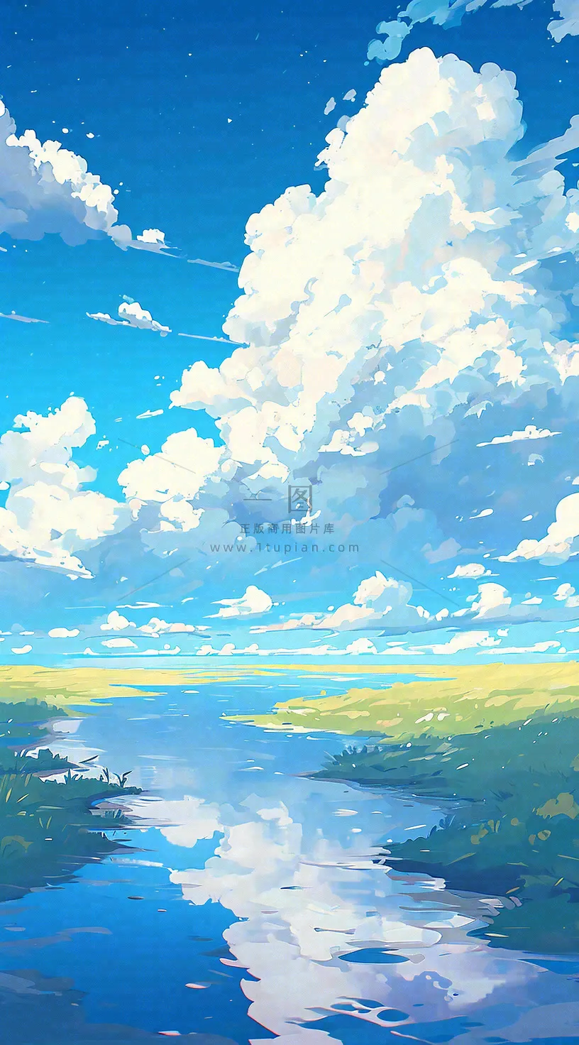 春天河边青草池塘蓝天白云,立春