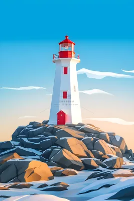 海边灯塔蓝色简约背景 海边灯塔蓝色简约背景