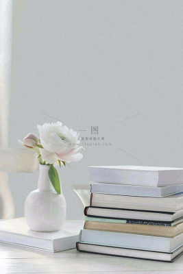 文静花瓶装饰书本阅读知识世界读书日摄影图