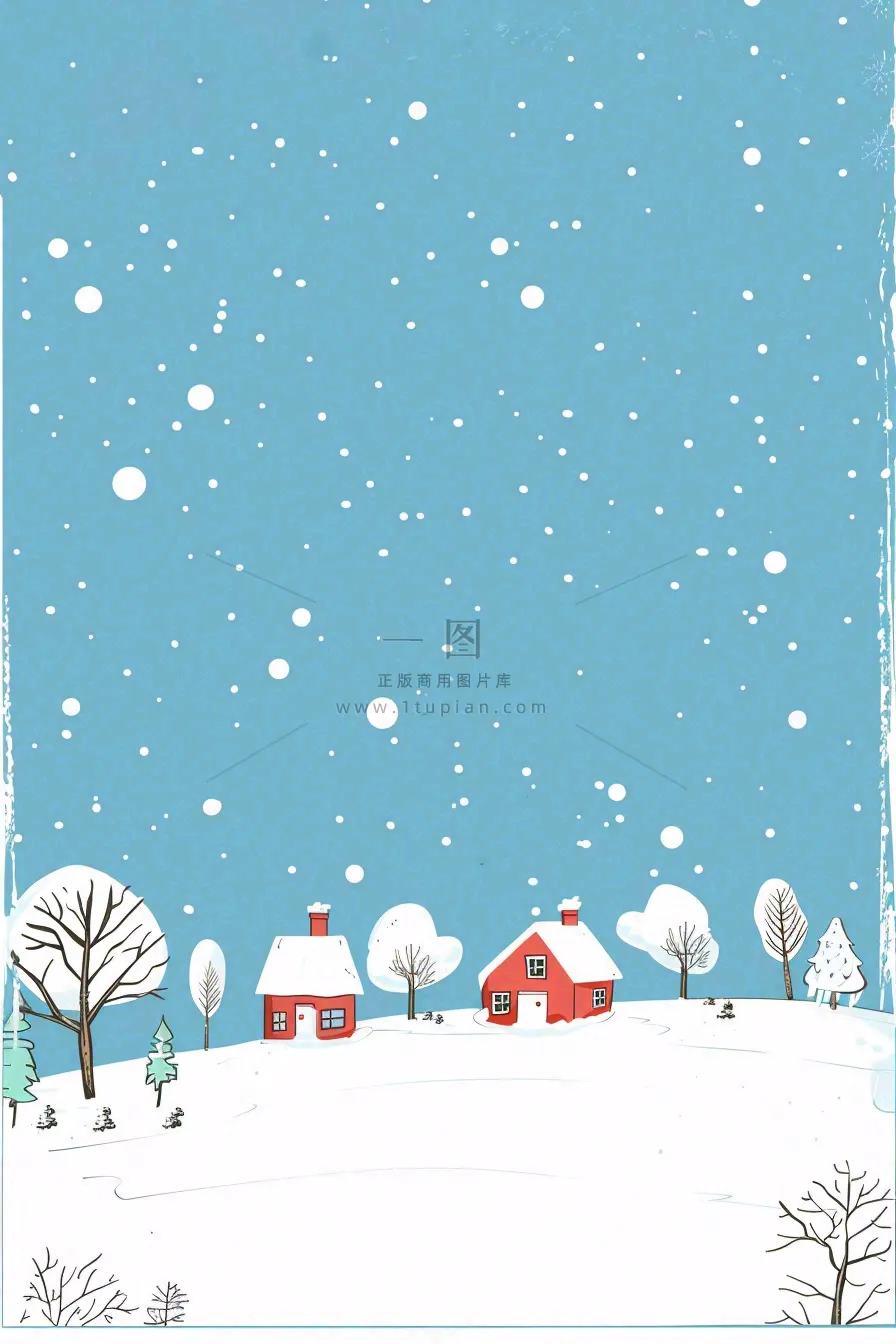 冬天白雪覆盖寒冷唯美雪景小寒插画背景