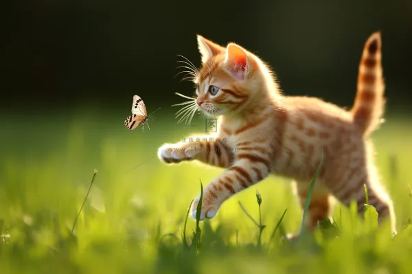 猫咪宠物草丛花丛摄影图