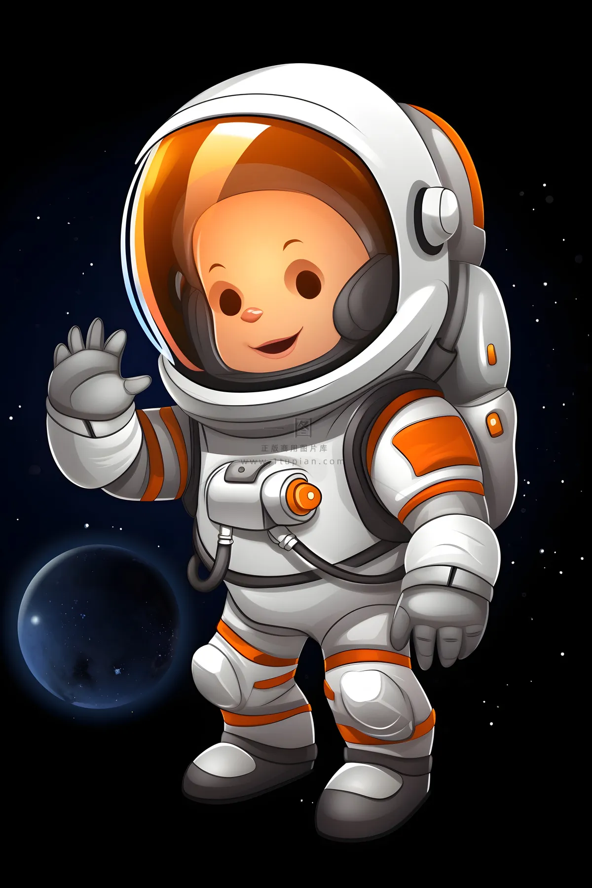 宇宙宇航员星空手绘插画海报背景素材