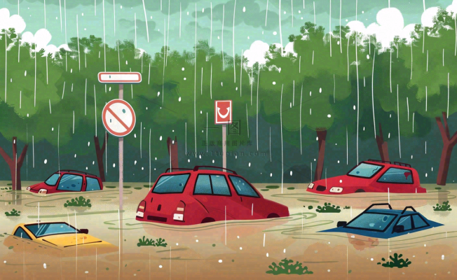 洪水自然灾害防洪预警摄影图