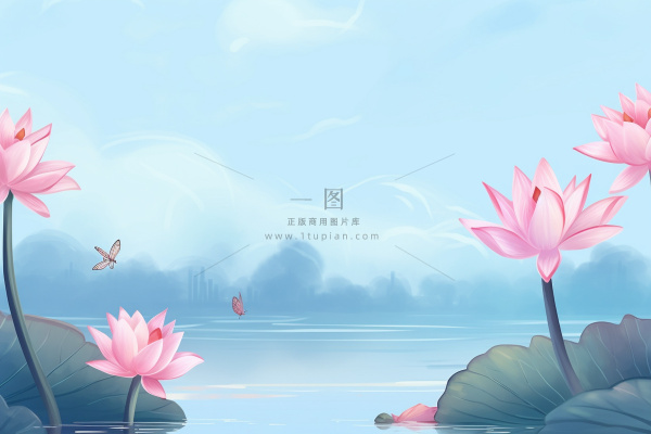 中国风清新荷花简约背景 中国风清新荷花简约背景
