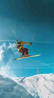 冬季冰雪极限滑雪旅行比赛，体育运动摄影图