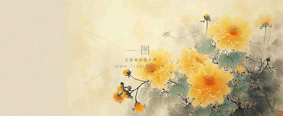 温馨纹理橙色花朵鲜花蝴蝶意境唯美渐变,中国风