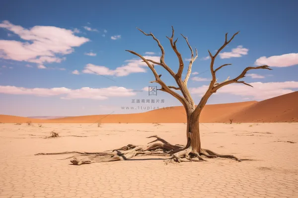 干旱干枯树木缺水干裂土地摄影图