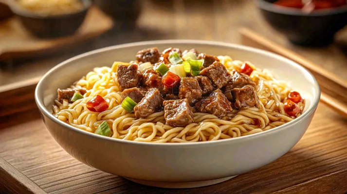 红烧牛肉面粉美食面食摄影图