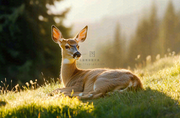 鹿动物山间草原的鹿摄影图