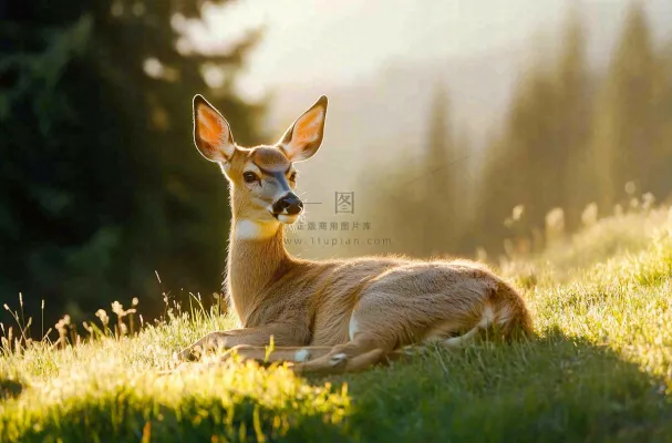 鹿动物山间草原的鹿摄影图