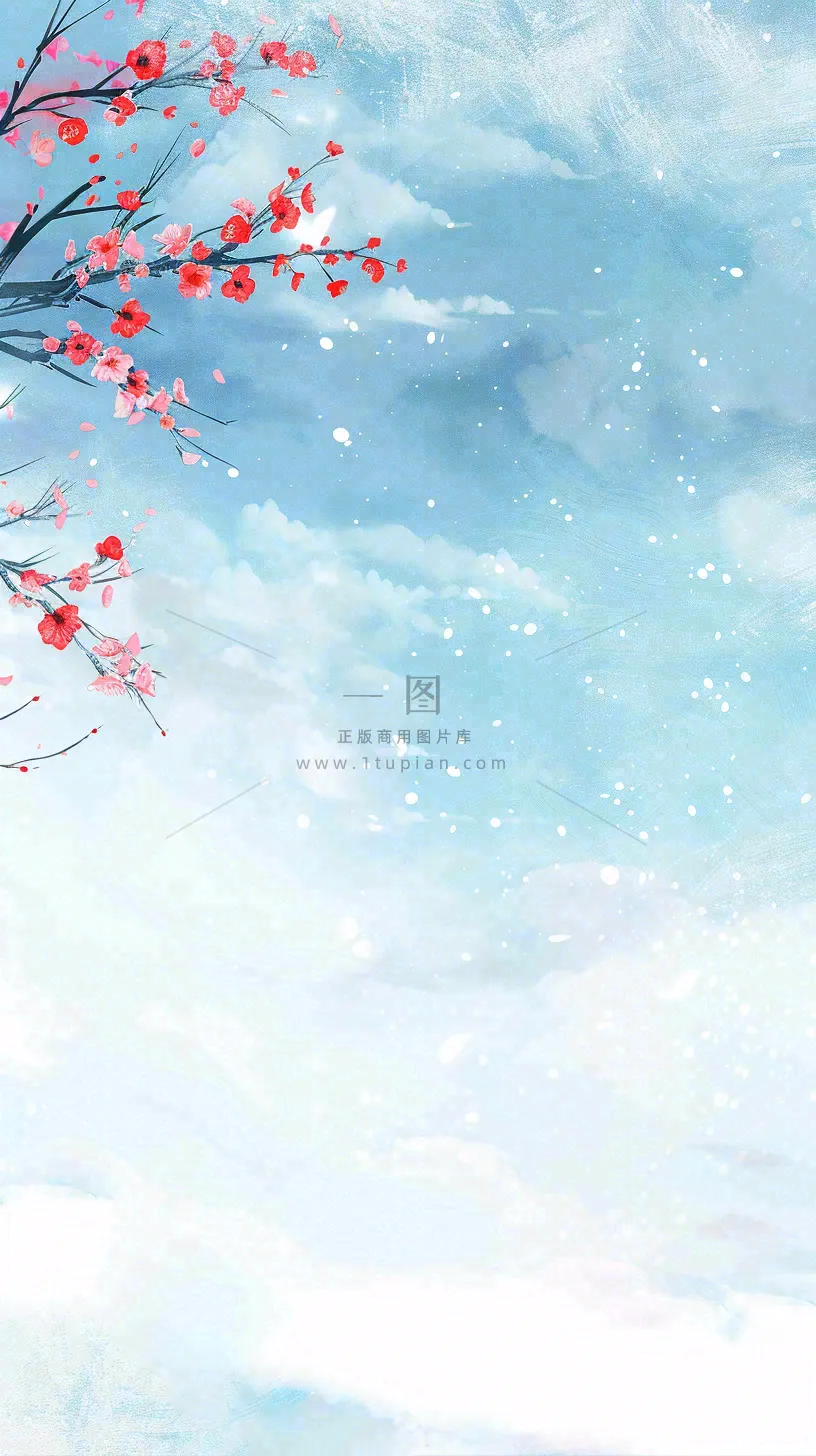 冬天白雪覆盖寒冷唯美雪景大寒插画背景