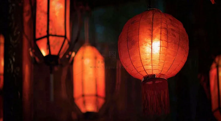 新春佳节红色灯笼元宵节小年除夕夜喜庆摄影图