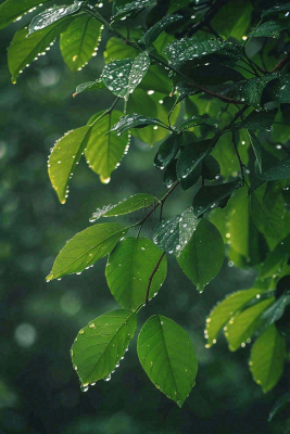 清晨植物绿叶上的露珠水滴雨水谷雨寒露摄影图 清晨植物绿叶上的露珠水滴雨水谷雨寒露摄影图