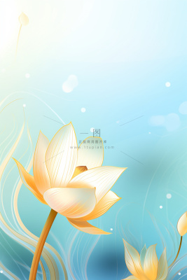 创意清新淡蓝色荷花古风背景 创意清新淡蓝色荷花古风背景