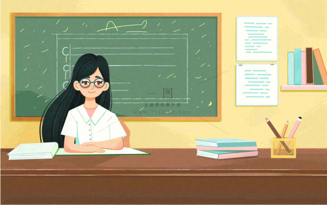 讲台上课教书育人老师黑板教师节卡通插画背景 讲台上课教书育人老师黑板教师节卡通插画背景